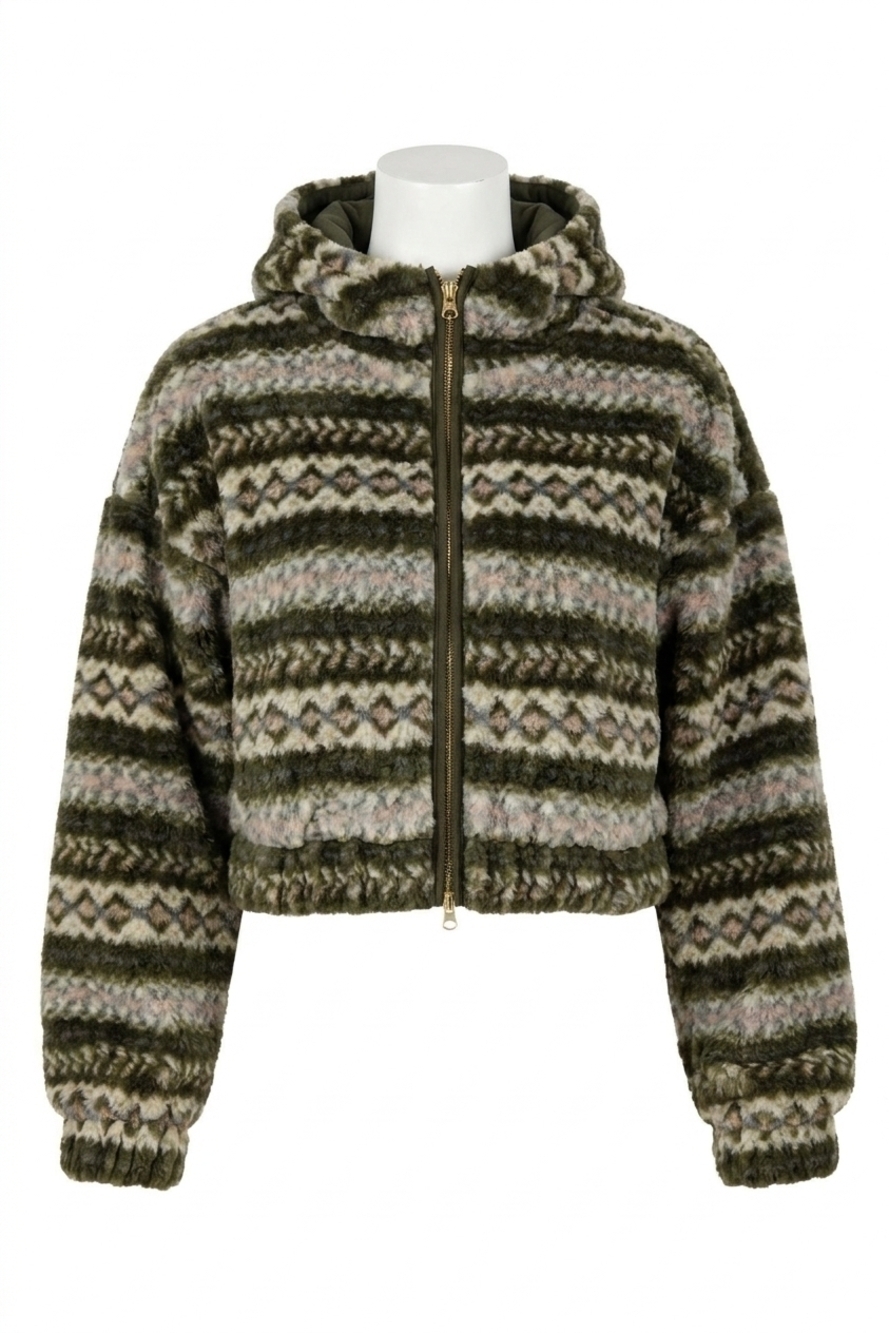 NEW SUNDAYS bodie fair isle jacket in forest green